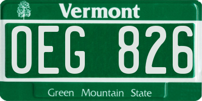 VT license plate OEG826