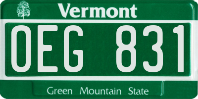 VT license plate OEG831