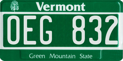 VT license plate OEG832