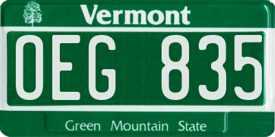 VT license plate OEG835
