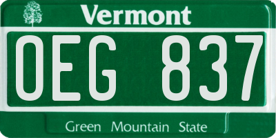 VT license plate OEG837