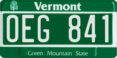 VT license plate OEG841