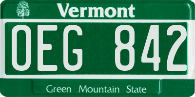 VT license plate OEG842