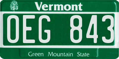 VT license plate OEG843