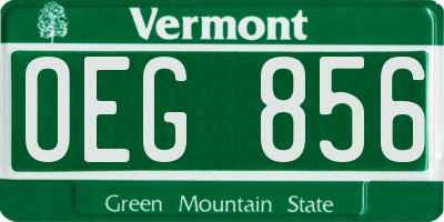 VT license plate OEG856