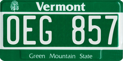 VT license plate OEG857