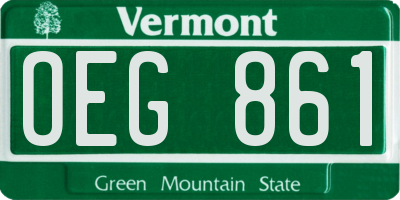 VT license plate OEG861