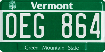 VT license plate OEG864