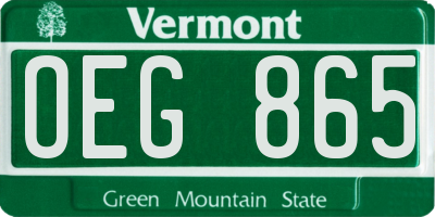 VT license plate OEG865