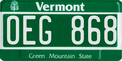 VT license plate OEG868