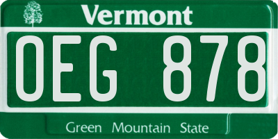VT license plate OEG878