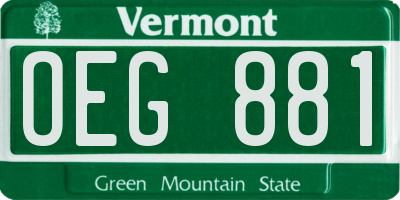 VT license plate OEG881
