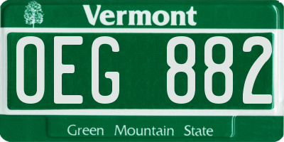 VT license plate OEG882