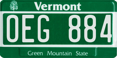 VT license plate OEG884