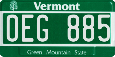 VT license plate OEG885