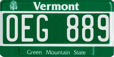 VT license plate OEG889