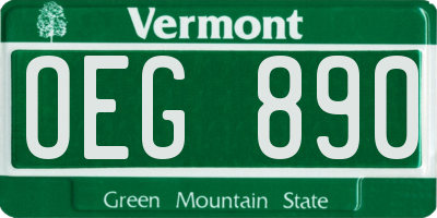 VT license plate OEG890