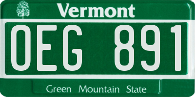 VT license plate OEG891