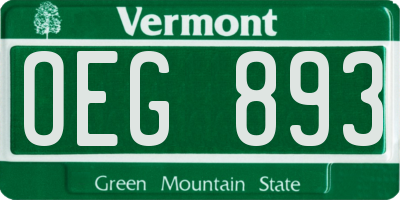 VT license plate OEG893