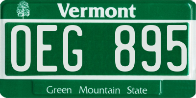 VT license plate OEG895