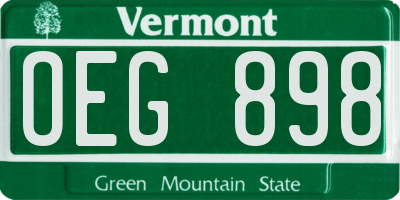 VT license plate OEG898