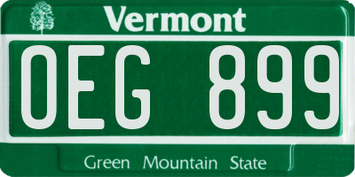 VT license plate OEG899