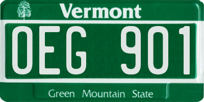 VT license plate OEG901