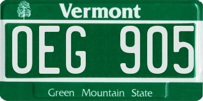 VT license plate OEG905