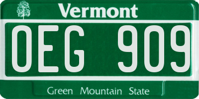 VT license plate OEG909