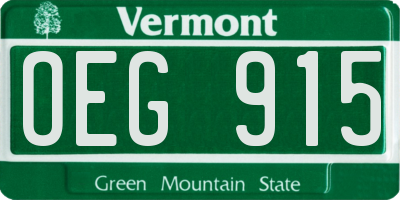 VT license plate OEG915