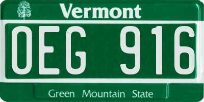 VT license plate OEG916