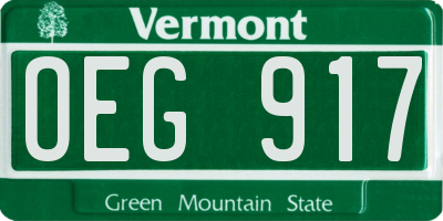 VT license plate OEG917