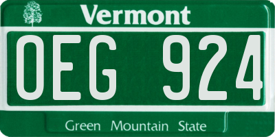 VT license plate OEG924