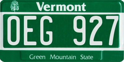 VT license plate OEG927