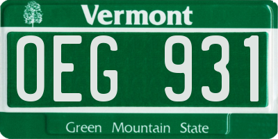 VT license plate OEG931