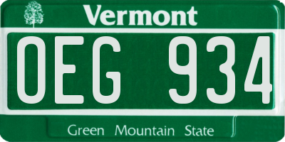 VT license plate OEG934