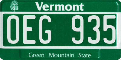 VT license plate OEG935