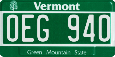 VT license plate OEG940