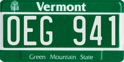 VT license plate OEG941