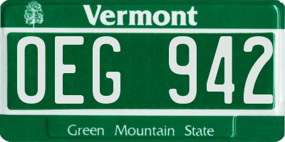 VT license plate OEG942