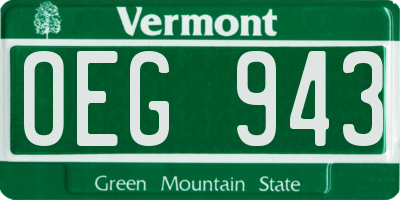 VT license plate OEG943
