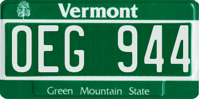 VT license plate OEG944