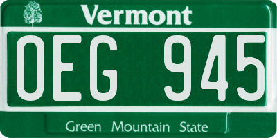 VT license plate OEG945