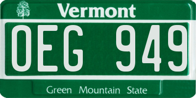 VT license plate OEG949
