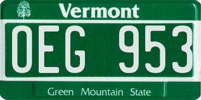 VT license plate OEG953