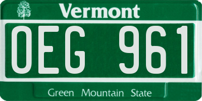VT license plate OEG961