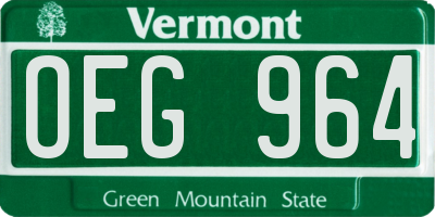 VT license plate OEG964