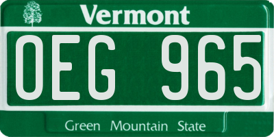 VT license plate OEG965