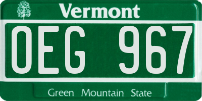 VT license plate OEG967