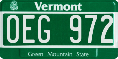 VT license plate OEG972